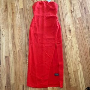 NWT- Cherry red strapless Midi